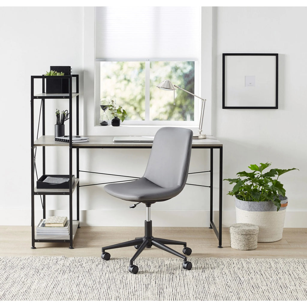 Gray Computer Desk With Storage Shelves Z920