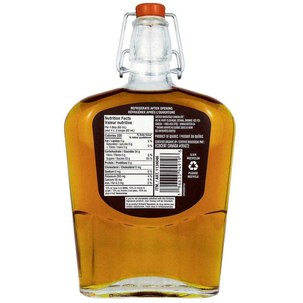 100% Pure Organic Maple Syrup, Canada Grade A, 740mL Bottle N2896