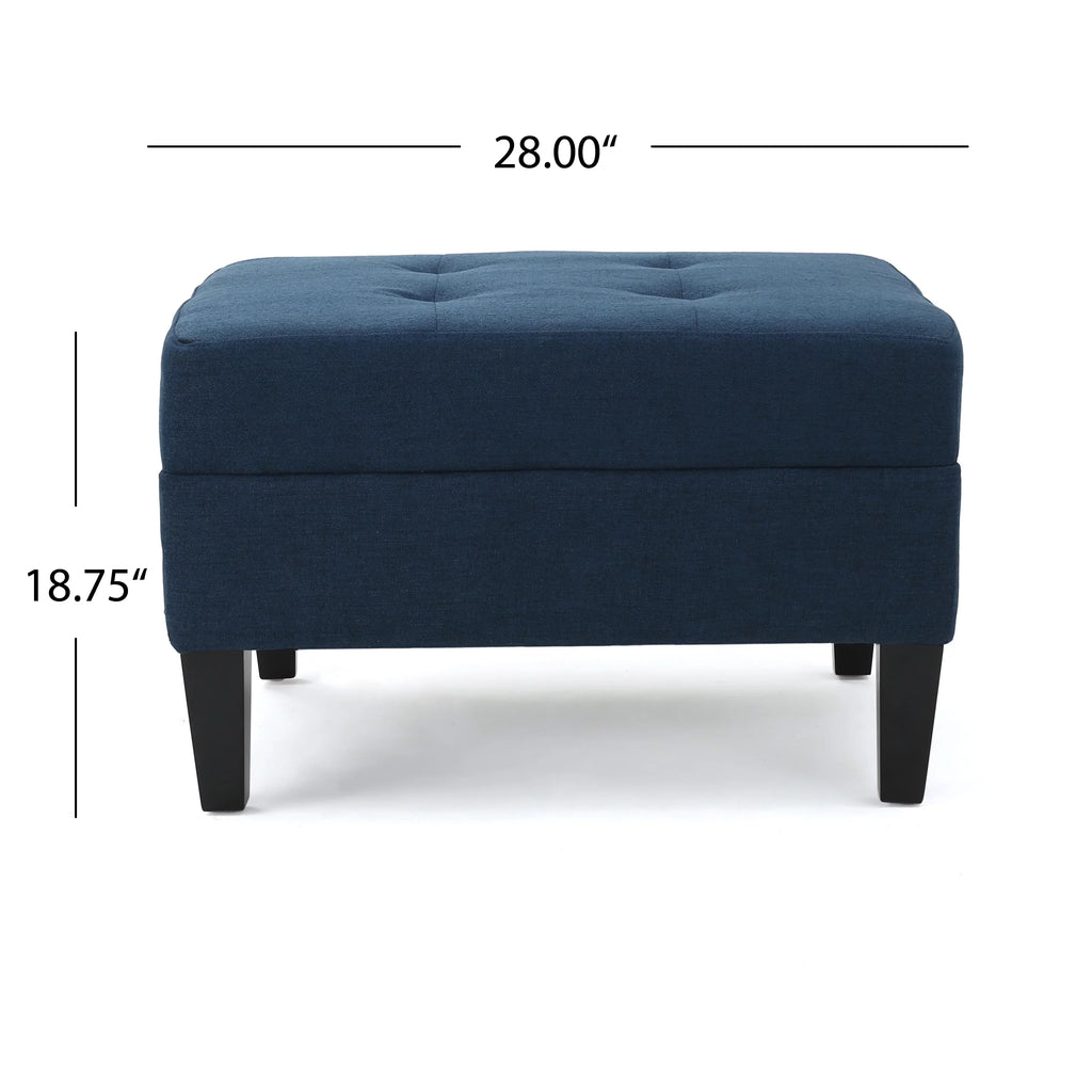 Rectangular Fabric Ottoman, Dark Blue H71131