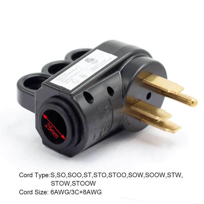 50 AMP 125V/250V 4 Prong Black Electrical Plug A697006
