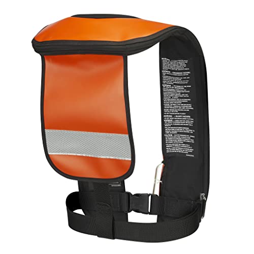 Orange & Black Inflatable Work Vest, 35 lb. Buoyancy Y981