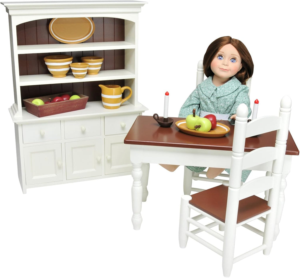 18 Inch Doll Furniture Wooden Kitchen Table and Two Chairs U7041