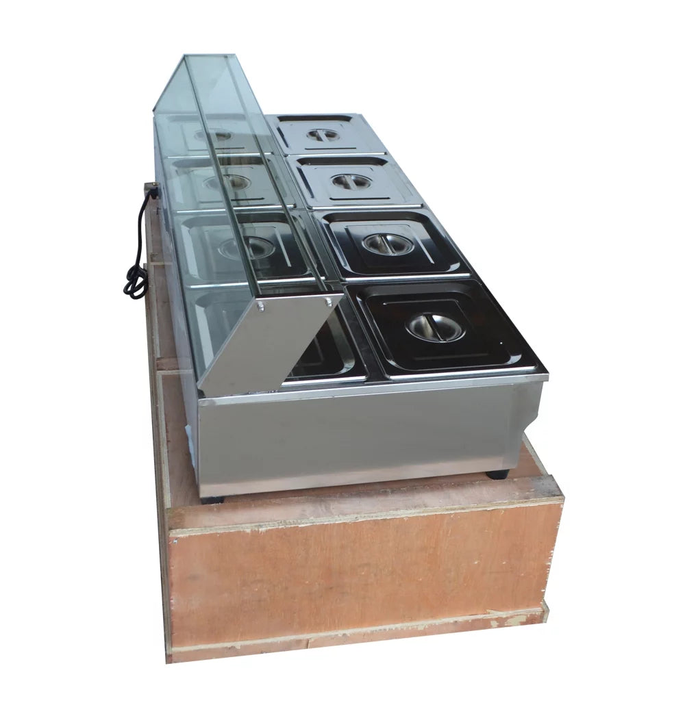 8-Pan Bain-marie Buffet Food Warmer with Glass Guard Y1066