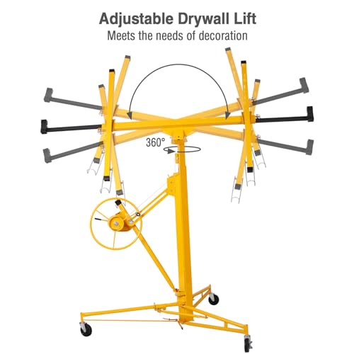 Drywall Lift Panel Hoist 150LBS with Adjustable Telescopic Arm & 3 Lockable Wheels P655