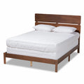 Gray and Oak Finished Wood Full Size Panel Bed P7012