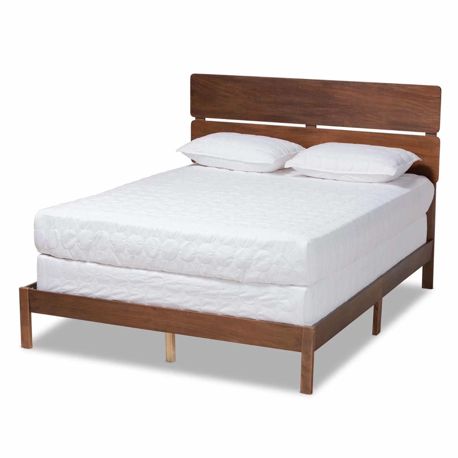Gray and Oak Finished Wood Full Size Panel Bed P7012