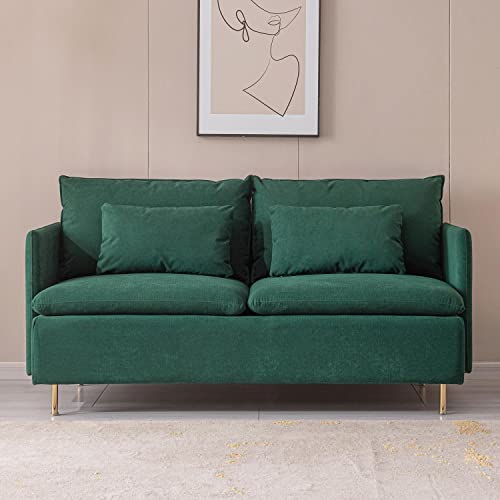 Green Cotton Linen 2-Seat Loveseat Couch G794687