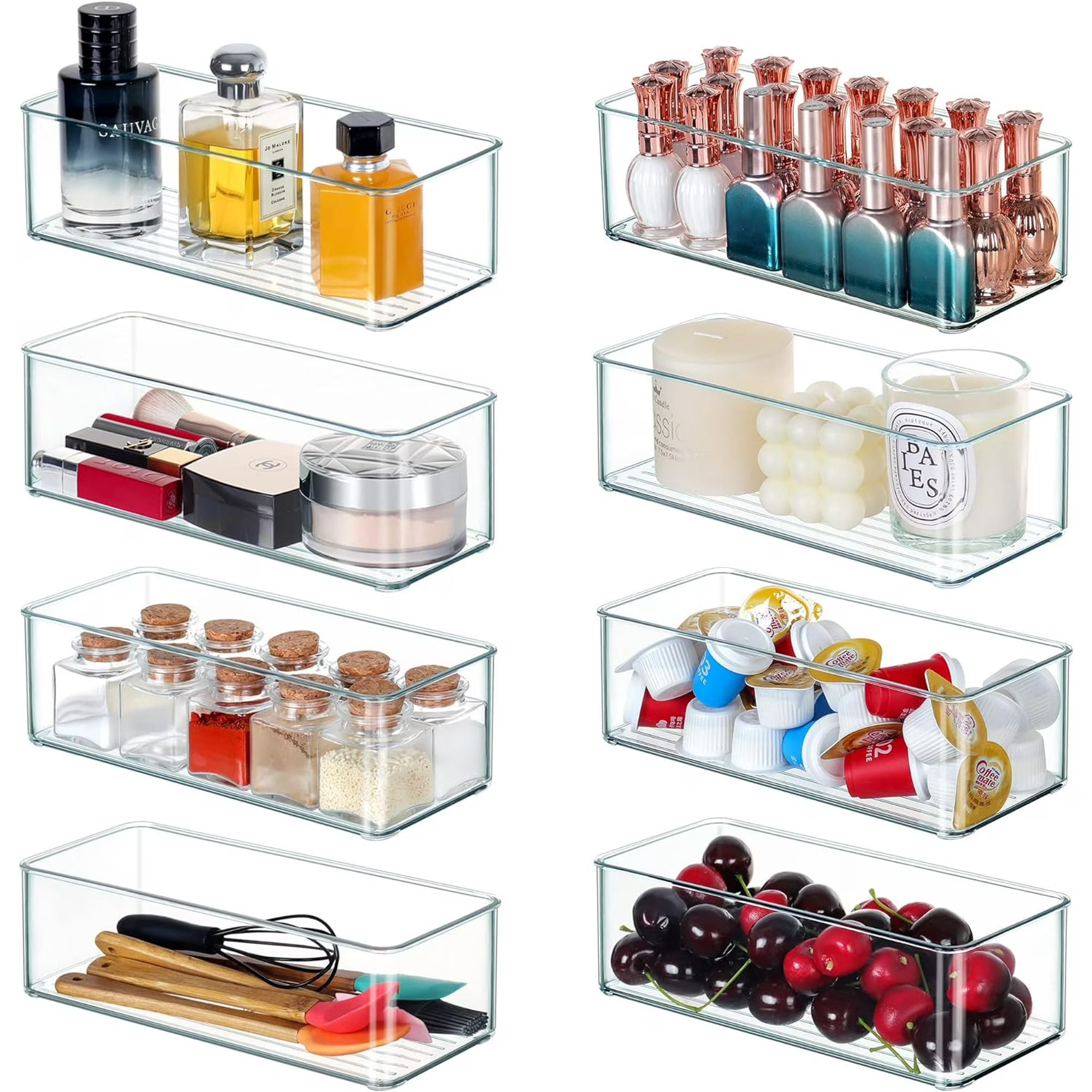 8 PACK Clear Plastic Stackable Storage Bins U8775