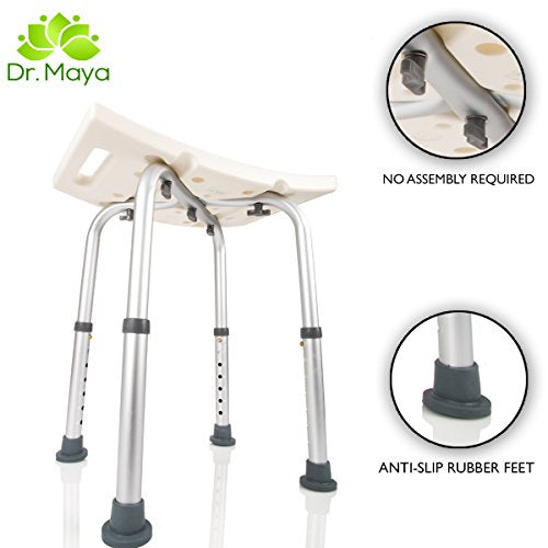 Adjustable Plastic Shower Chair with Grab Bar, 300 Lb Capacity E6143