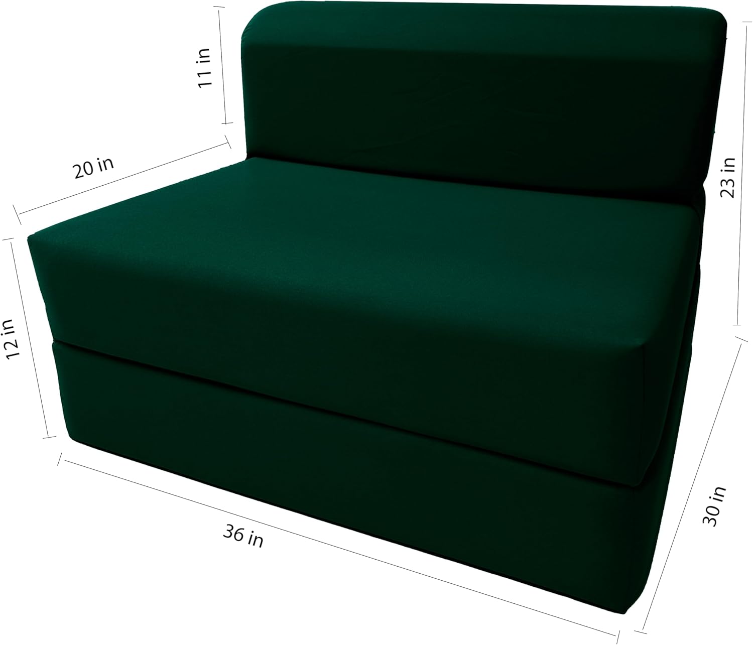Hunter Green Folding Foam Sleeper Chair Sofa Bed, 70 x 36 x 6 in H576322