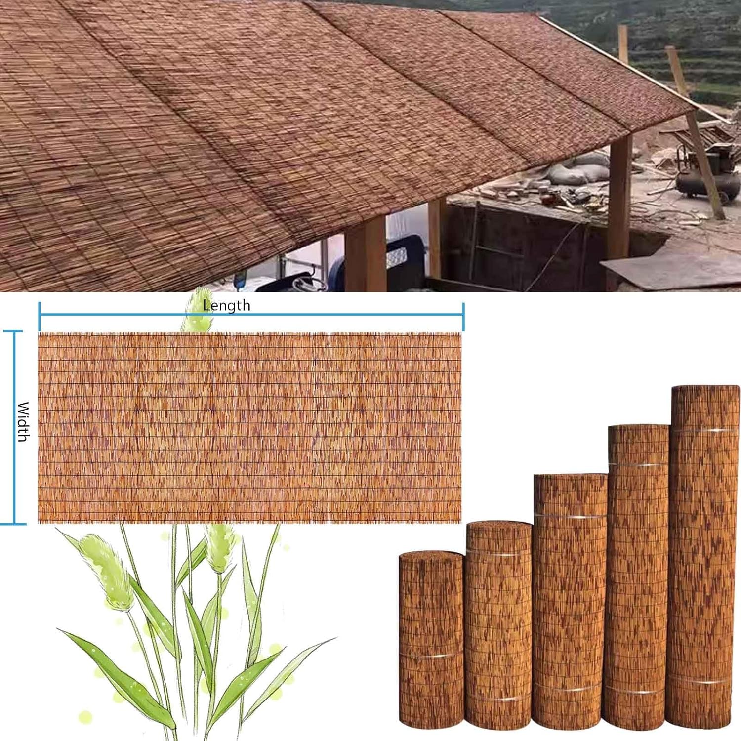 Natural Bamboo Privacy Screen Fence 2.3x15ft G13449