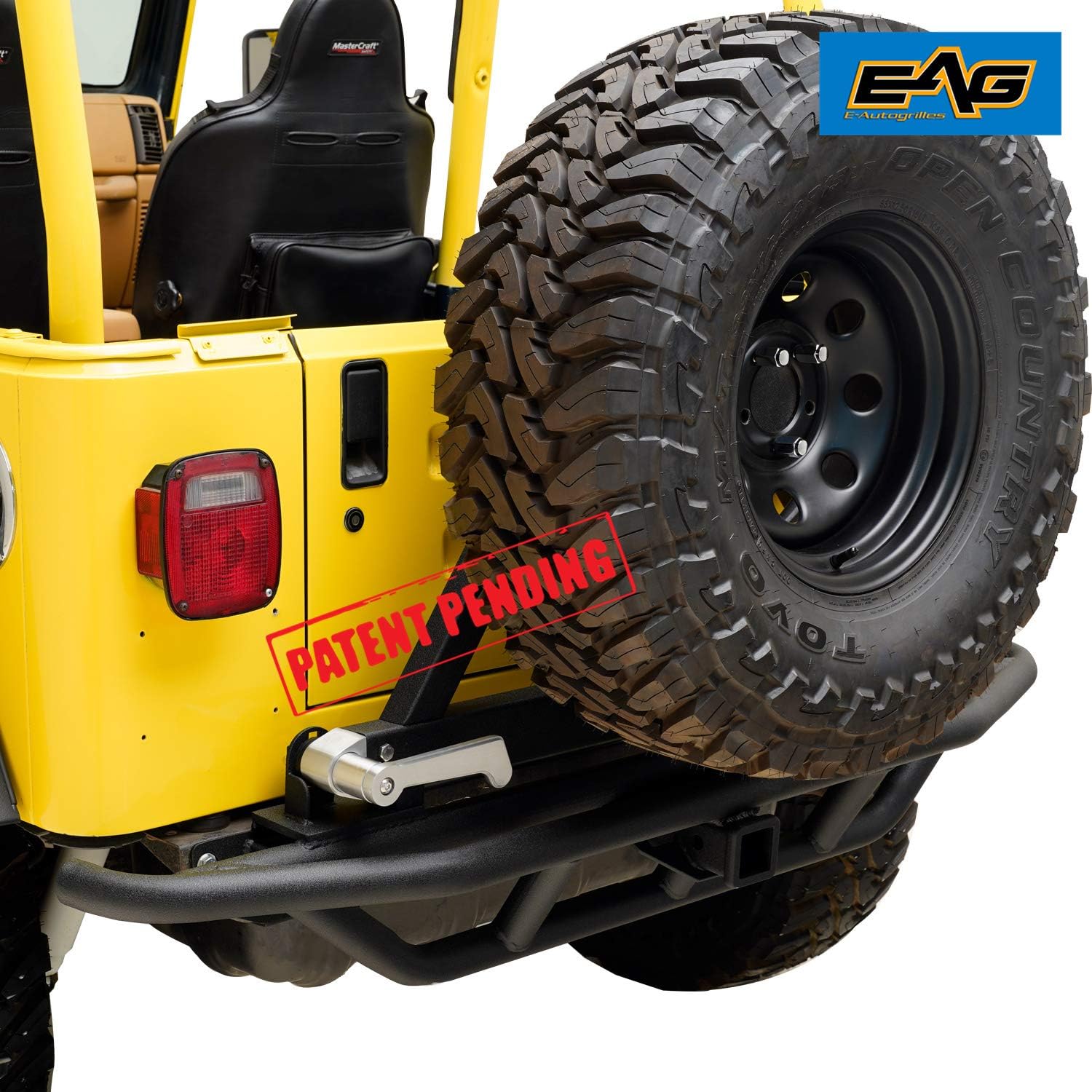 Black Tubular Rear Bumper with Tire Carrier Z27259