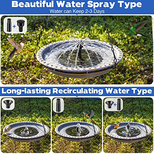 Solar Powered Bird Bath Fountain with 4 Water Spray T8718