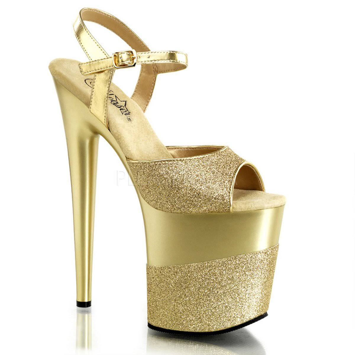 Gold 8x22 Heel Ankle Strap Platform S D11440