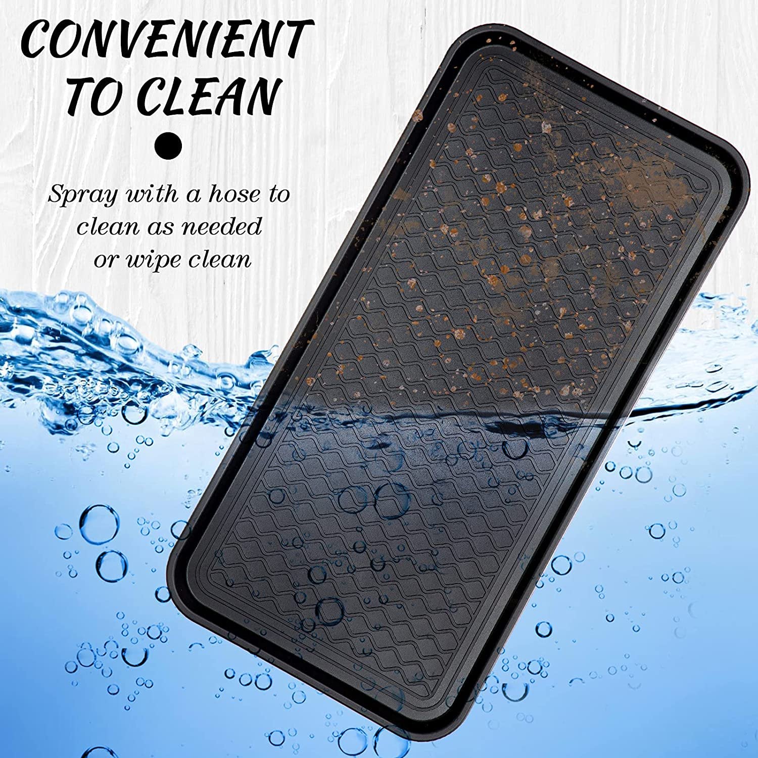 Black 24 x 16 x 1.2 Inch Waterproof Boot Tray B3990