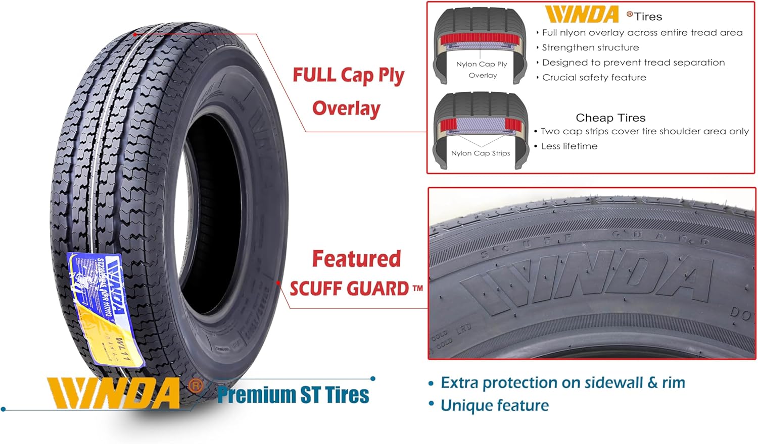 4 New Premium Trailer Tires ST 205 75R15 8-Ply Load Range D Steel Belted Radial H88278