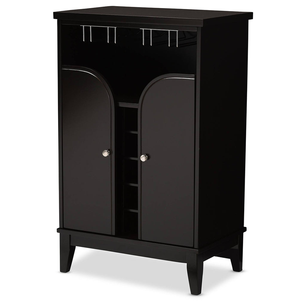 Dark Brown Wood Dry Bar and Wine Cabinet U709