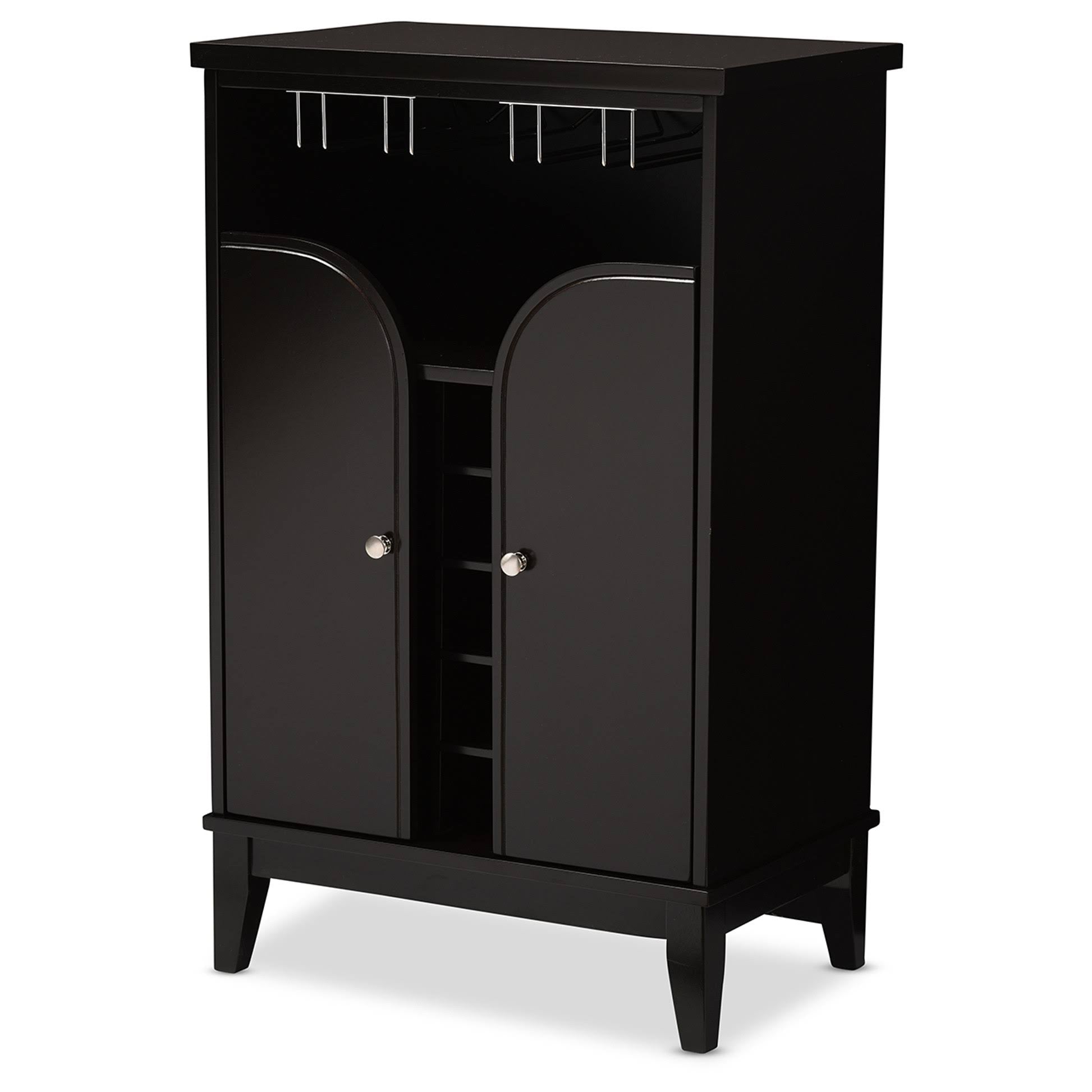 Dark Brown Wood Dry Bar and Wine Cabinet U709
