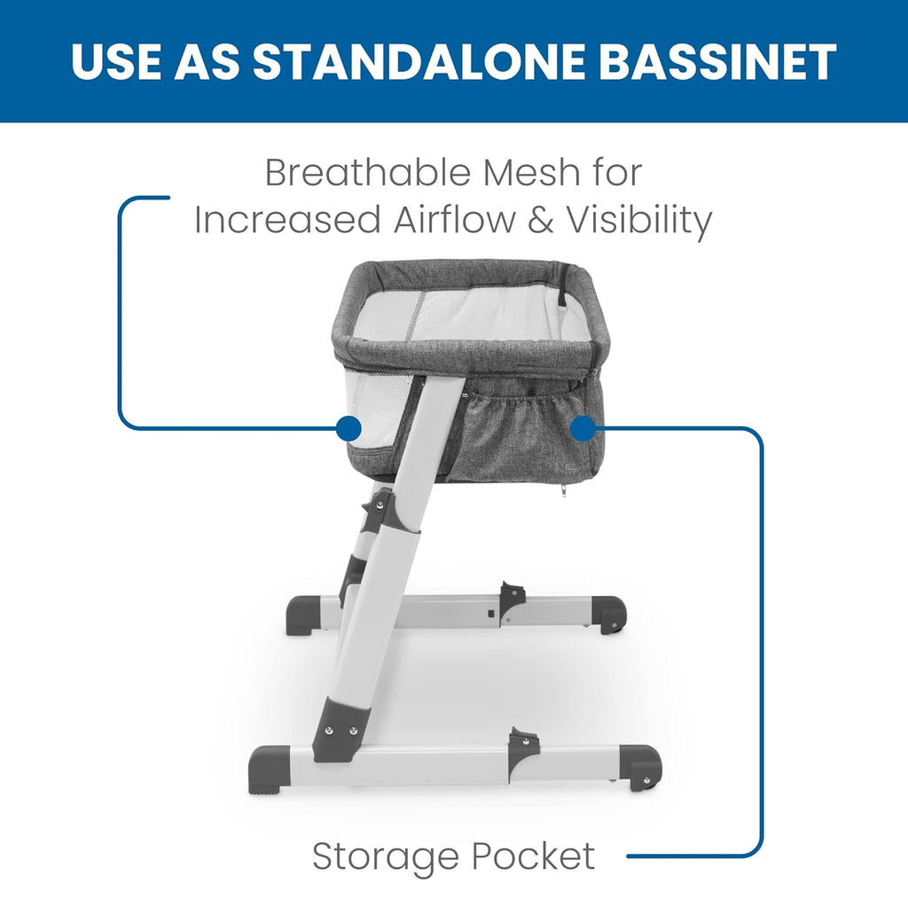 Grey Portable Baby Bassinet with Breathable Mesh T620