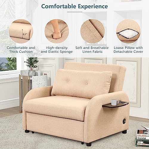 Teal 3-in-1 Single Sofa Bed Sleeper Chair Y257