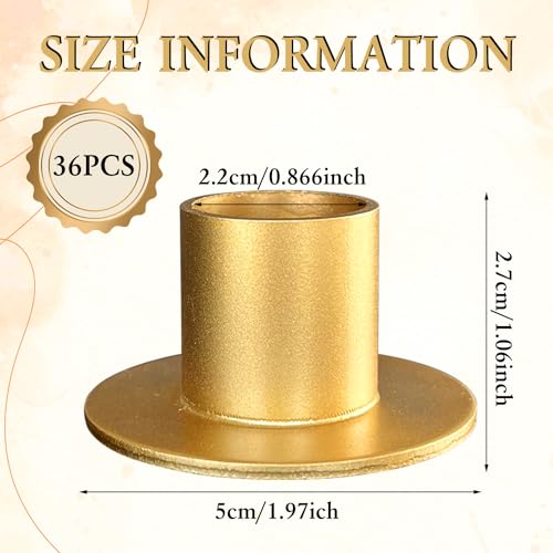 36 Pcs Gold Metal Taper Candle Holders D39541