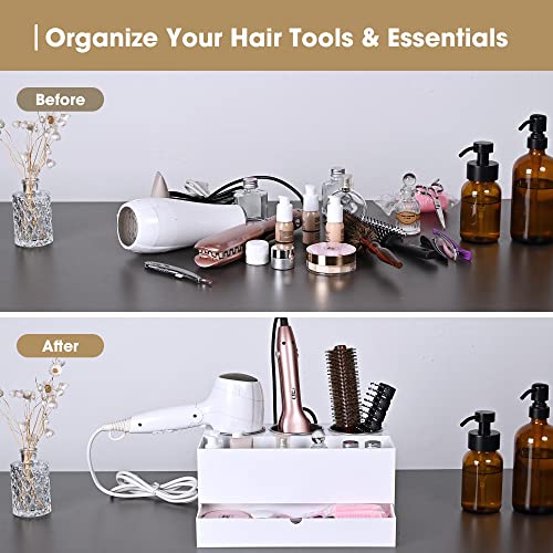6-Hole Tabletop Blow Dryer & Hair Iron Holder Salon Appliance Stand with 3 Outlets Hair Tool Organizer (2 Pack) B364