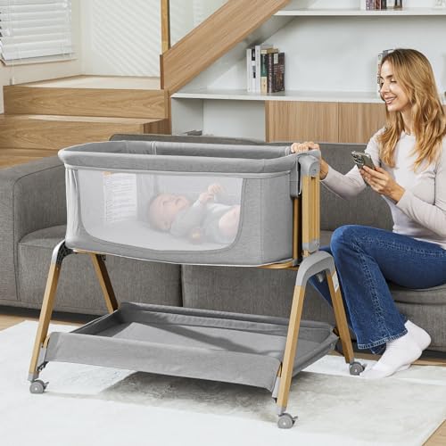 Navy Blue 3 in 1 Baby Bassinet with Mattress and Wheels U859332