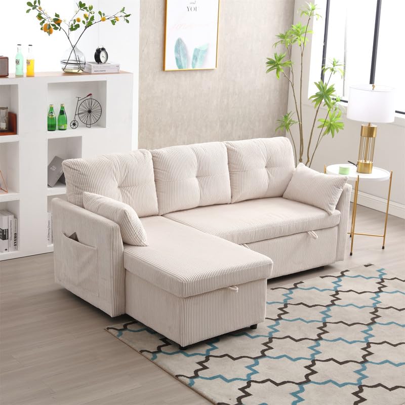 Orange L Shaped Convertible Sectional Sofa with Chaise Z498065