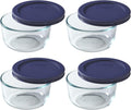 1-Cup Glass Bowls with Dark Blue Lids W940