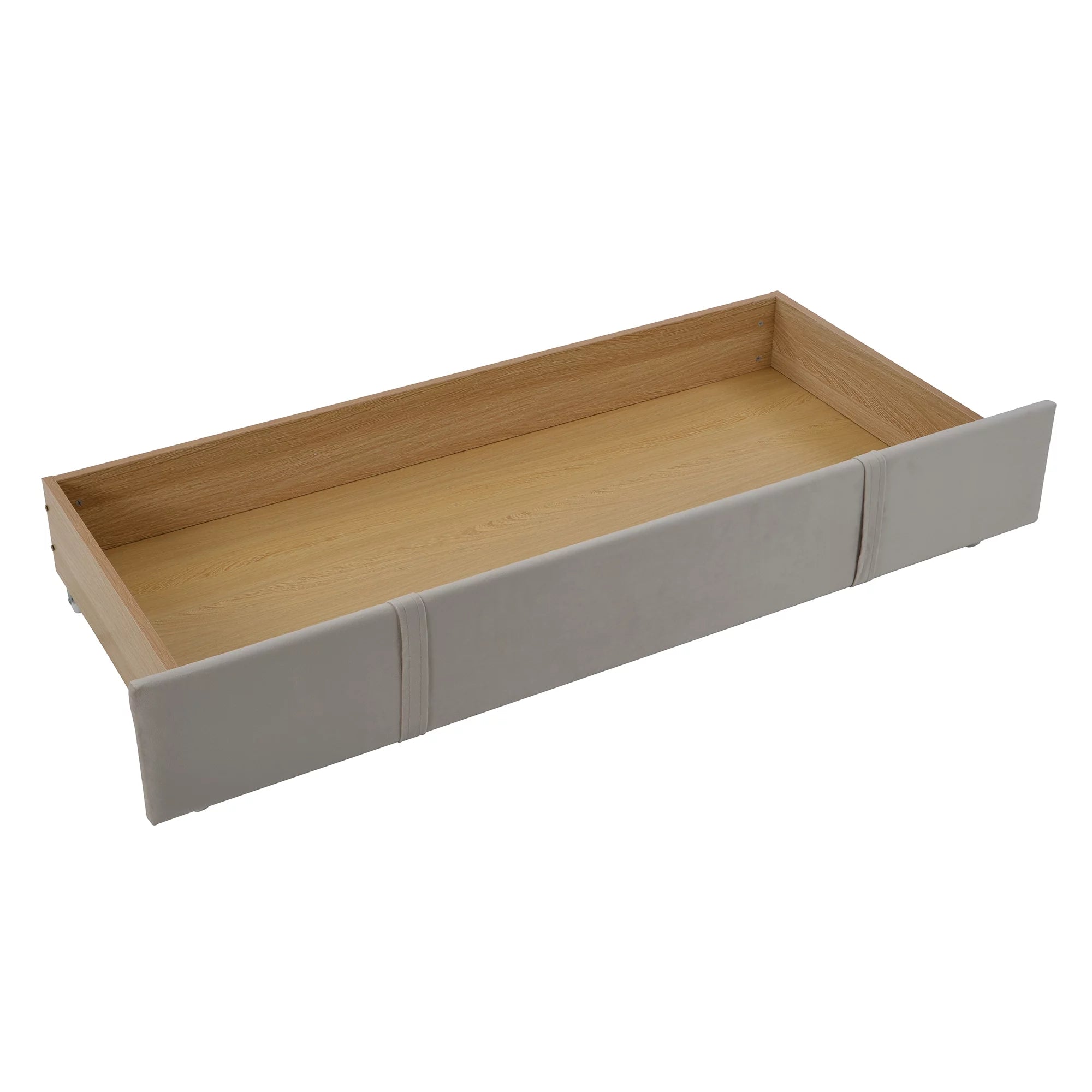 Beige Queen Size Velvet Upholstered Platform Bed with Drawer N4226