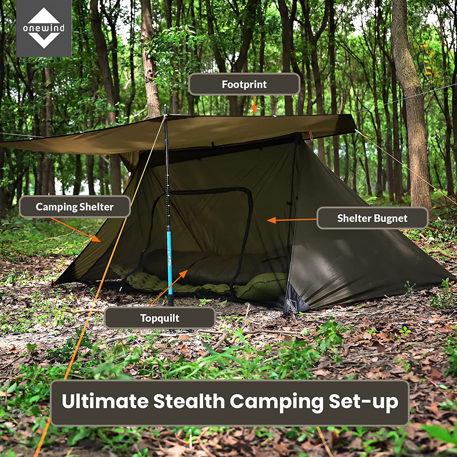Camping Tarp Set with Ripstop Silnylon Silicone PU Coating W8069
