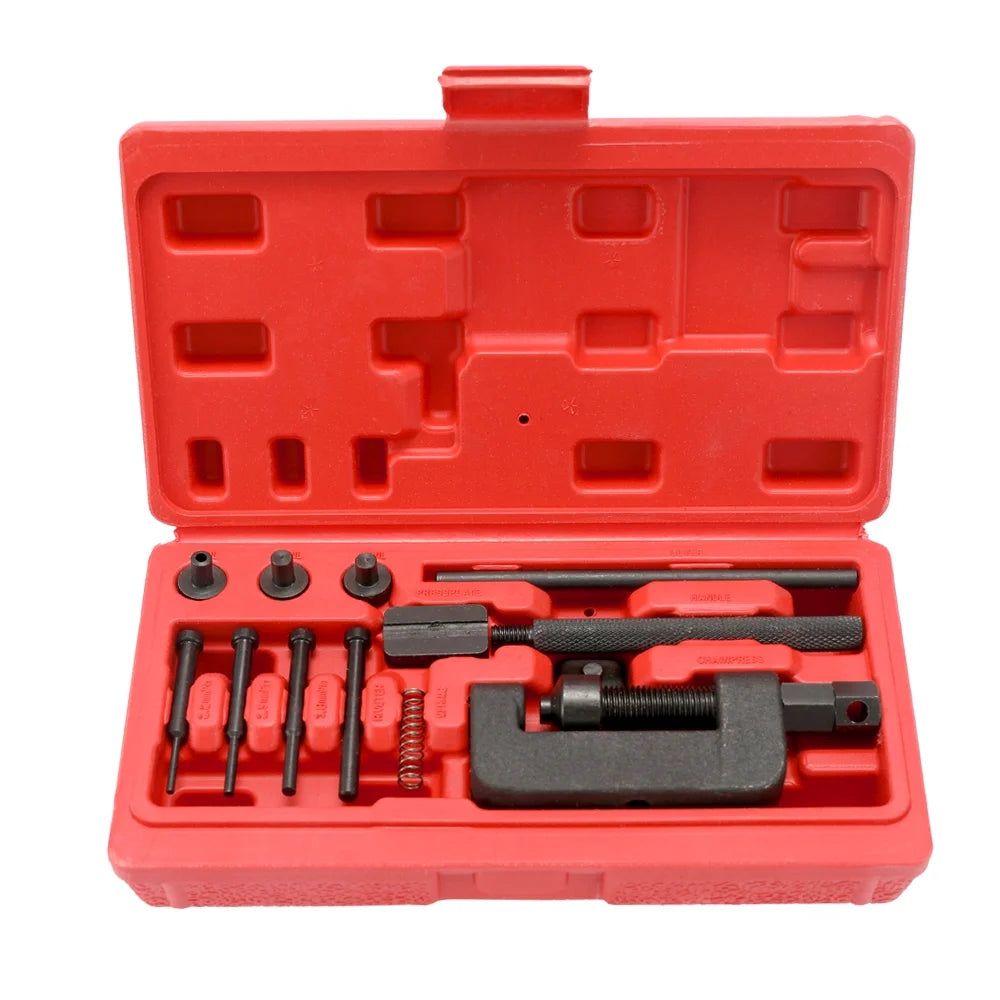 Motorcycle Chain Breaker Splitter Link Riveter Tool Set with Carry Box Y814359