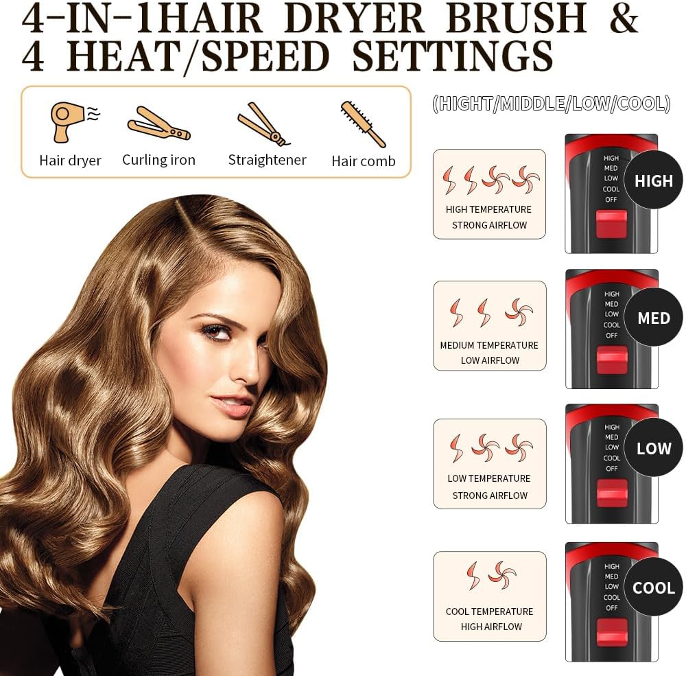 4-in-1 Hair Dryer Brush with Ceramic Titanium Barrel O457301