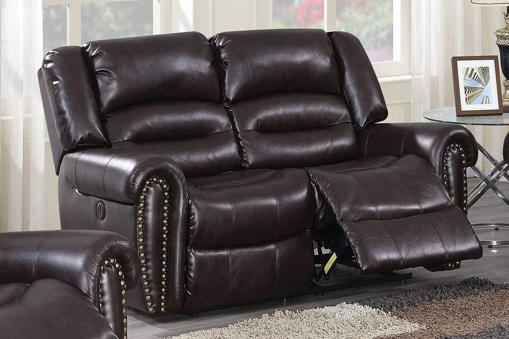 2 Pieces Power Motion Sofa and Loveseat in Brown Bonded Leather X182291