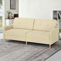 Beige Linen Sleeper Loveseat Sofa with Solid Wooden Frame C672809