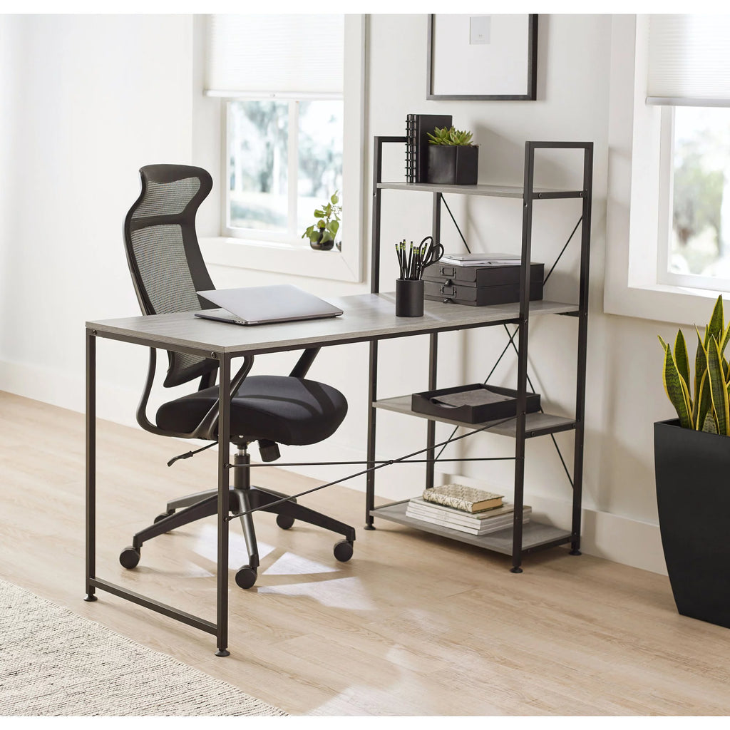 Gray Computer Desk With Storage Shelves Z920