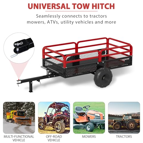 Heavy Duty Steel Dump Cart Utility Trailer, 1500 lbs 15 Cubic Feet with Removable Sides L32079