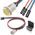 12mm Metal Button Cable PC Case LED Power Button ATX Supply On/Off Extension Cord with 1 to 2 splitters (Green) O981