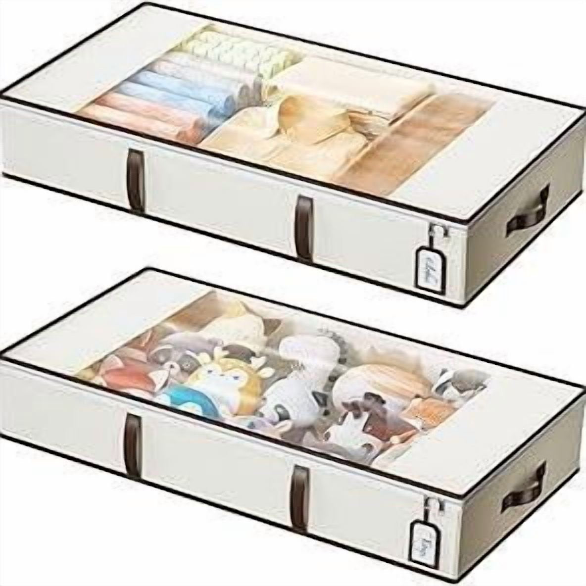 2-Pack Underbed Storage Boxes with Silent Wheels and Clear PVC Window Z3994
