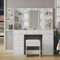 White Vanity Desk with Mirror and 10 LED Lights, 4 Shelves D428034