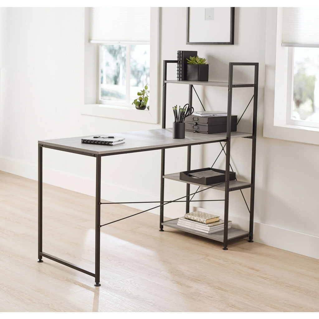 Gray Computer Desk With Storage Shelves Z920