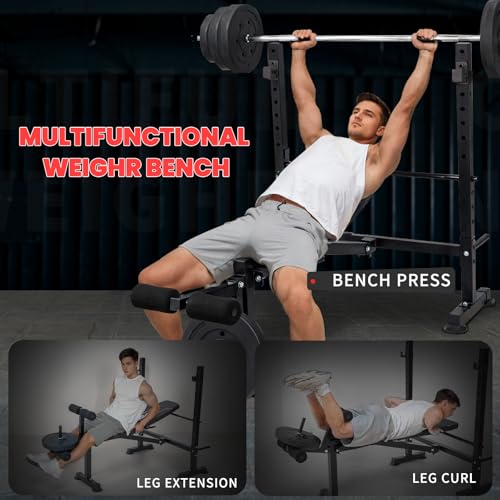 Adjustable Incline Decline Flat Weight Bench with Leg Extension & Curl A822987