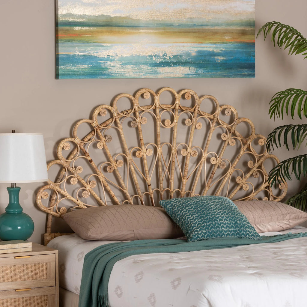 Natural Brown Rattan Queen Size Headboard U9919