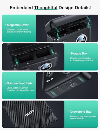 2-Pack LP-E17 Batteries and 18W Fast Dual USB Charger with Smart Display and Magnetic Snap Cover G767
