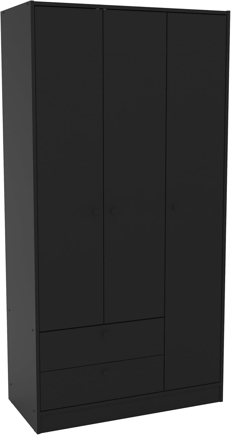 Black 3-Door 2-Drawer Wardrobe J40922