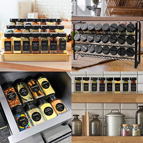 24 Pcs 4oz Glass Spice Jars with Black Metal Caps X827643