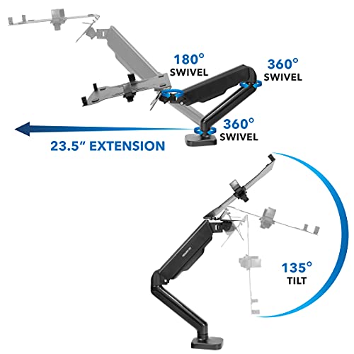 Full Motion VESA Monitor Desk Mount with Laptop Tray K670561