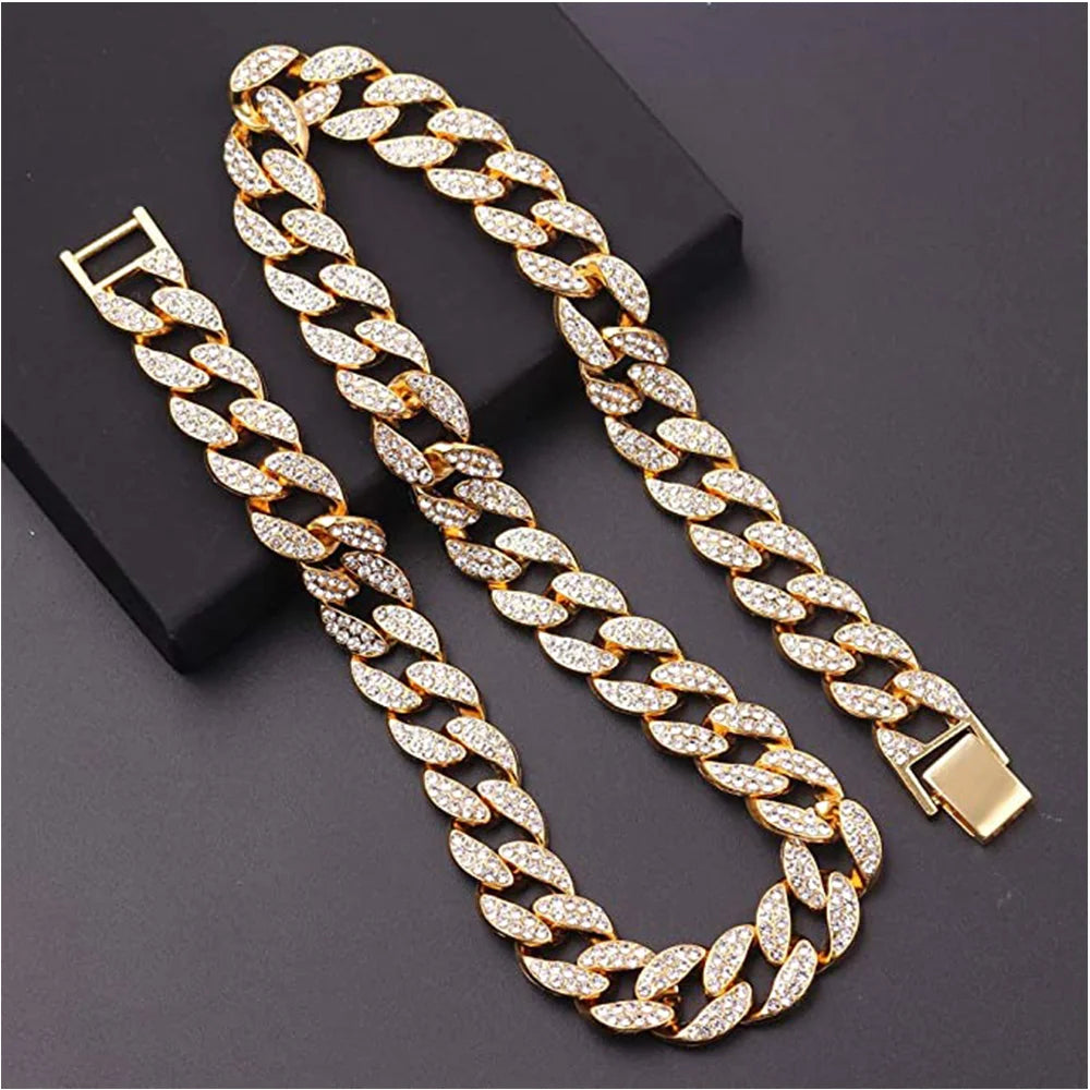 Gold Cuban Link Necklace 15mm E365138