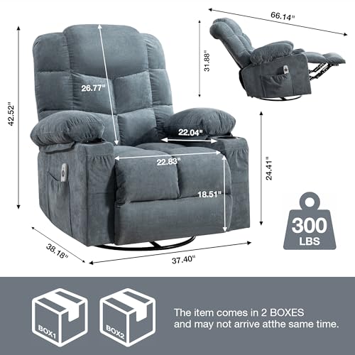 Brown Fabric Electric Recliner Chair with Lumbar Support and Cup Holders Q35470