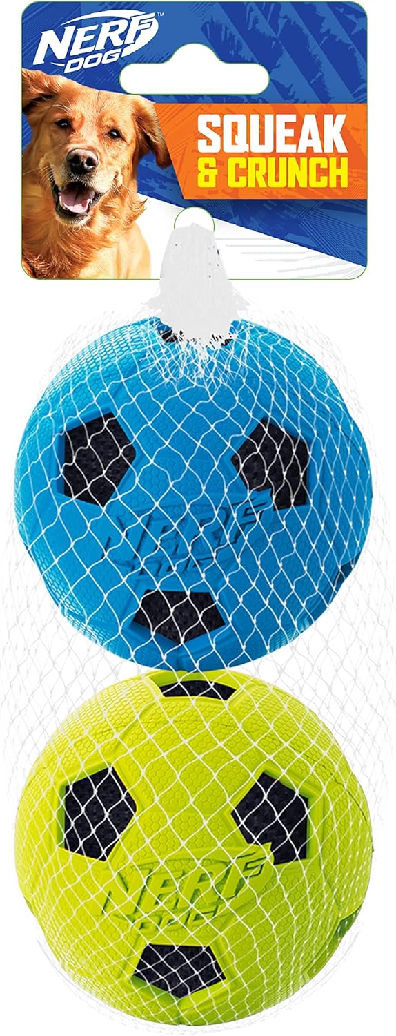 Blue and Green 3 Inch Dog Soccer Ball Toy Two Pack B591